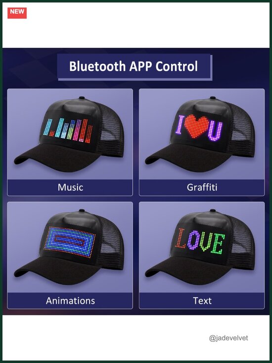 LED Display Smart Baseball Cap Bluetooth App Control Custom Text Patterns main image 4